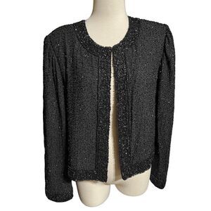 Laurence Kazar Fully Beaded Long Sleeve Jacket, Size Large